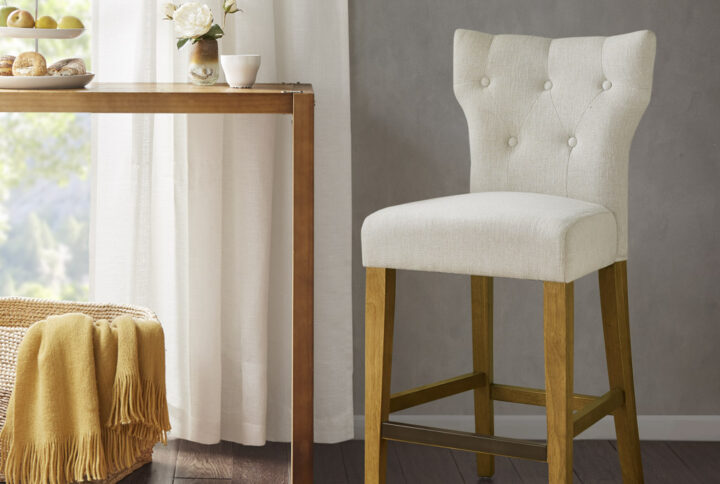 Avila Tufted Back Counter Stool in Cream From Madison Park