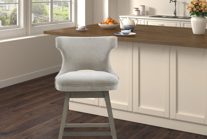 Emmett 25.75" Swivel Counter Stool in Light Grey From Madison Park