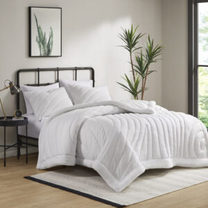 Juniper Poly Jersey Puffy Comforter Set in White From Urban Habitat