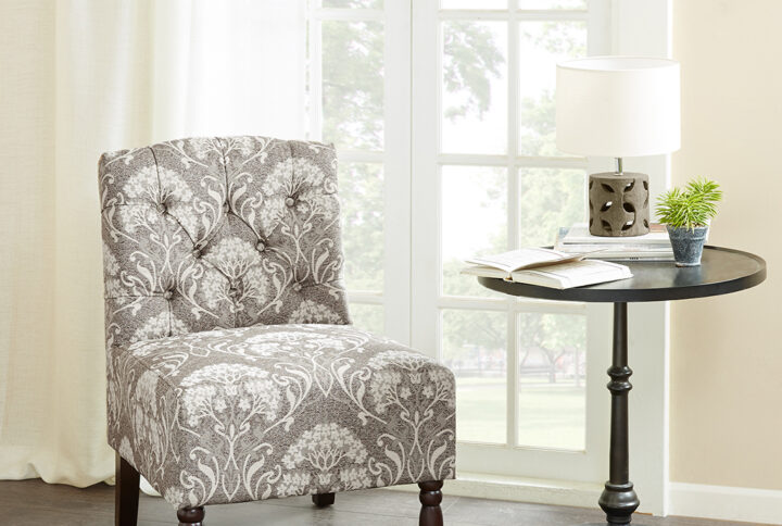 Lola Tufted Armless Chair in Taupe From Madison Park