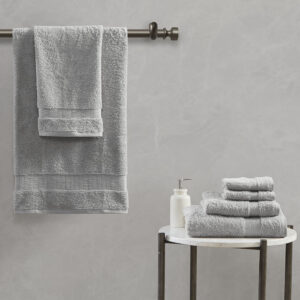 Luce 100% Egyptian Cotton 6 Piece Towel Set in Grey From Madison Park Signature