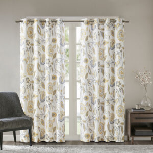 Camille Jacquard Printed Room Darkening Curtain Panel in Yellow From SunSmart