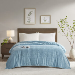 Corded Plush Heated Blanket in Blue From Serta