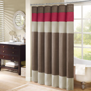 Amherst Faux Silk Shower Curtain in Red From Madison Park