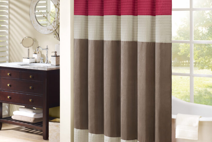 Amherst Faux Silk Shower Curtain in Red From Madison Park