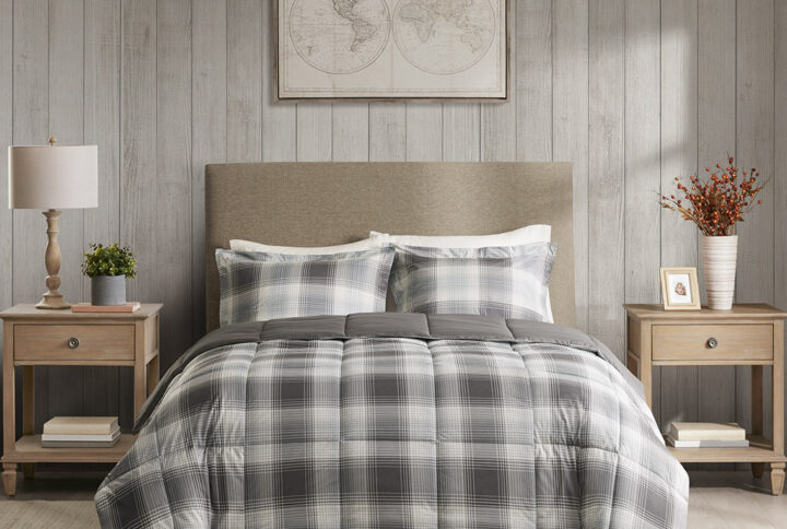 Woodsman Softspun Down Alternative Comforter Mini Set in Grey From Woolrich