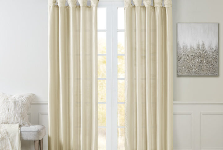 Emilia Twist Tab Lined Window Curtain Panel in Champagne From Madison Park