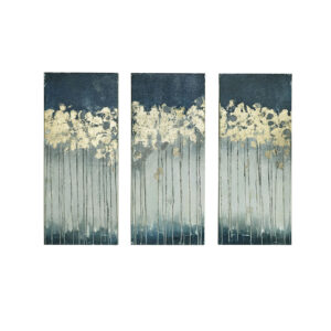 Midnight Forest Gold Foil Abstract 3-piece Canvas Wall Art Set in Teal From Madison Park