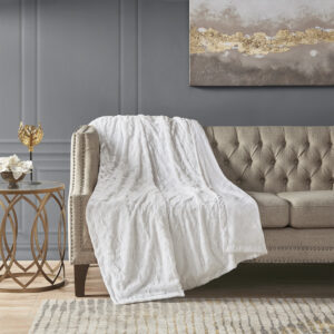 Zuri Oversized Faux Fur Throw in White From Madison Park