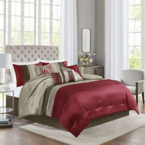 Amherst 7 Piece Comforter Set in Red From Madison Park