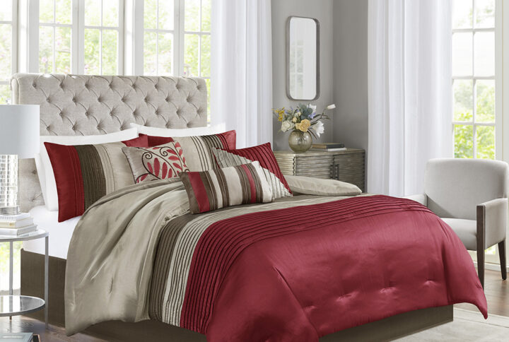 Amherst 7 Piece Comforter Set in Red From Madison Park