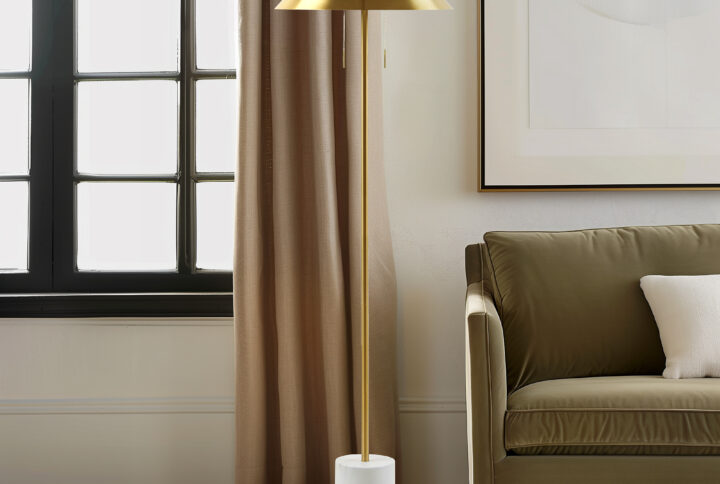 Brillora Floor lamp in Gold/Marble From INK+IVY