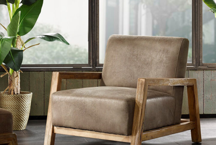 Easton Low Profile Accent Chair in Taupe/Natural From INK+IVY