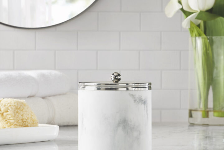 Corsica Silver Marbled Resin Jar in Silver From Croscill