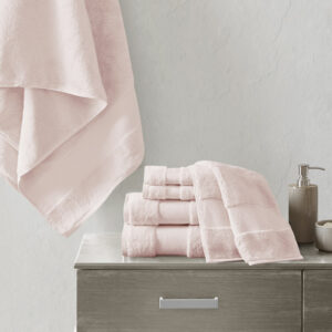 Turkish Cotton 6 Piece Bath Towel Set in Blush From Madison Park Signature