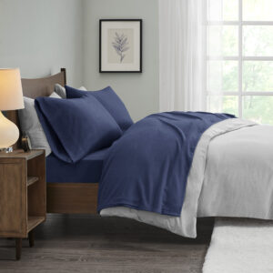 Micro Fleece Sheet Set in Navy From True North by Sleep Philosophy