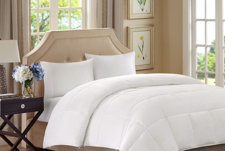 Benton All Season 2 in 1 Down Alternative Comforter in White From Sleep Philosophy