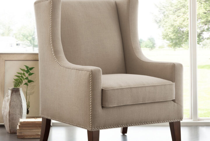 Barton Wing Chair in Linen From Madison Park