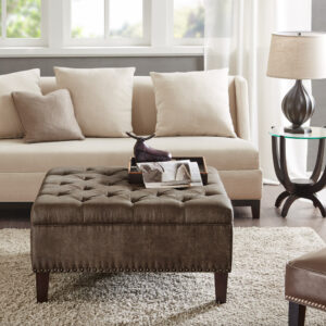 Lindsey Tufted Square Cocktail Ottoman in Brown From Madison Park