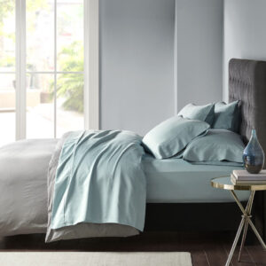 800 Thread Count Cotton Blend Sateen Sheet Set in Aqua From Madison Park