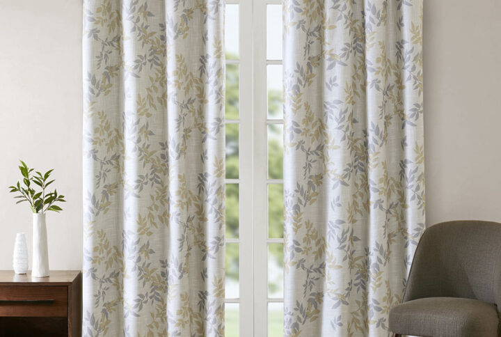 Julie Printed Botanical Blackout Curtain Panel in Yellow From SunSmart