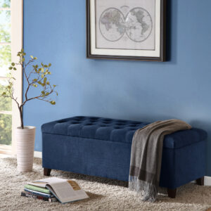 Shandra Tufted Top Soft Close Storage Bench in Navy From Madison Park