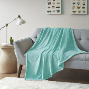 Microlight Plush Oversized Throw in Aqua From Intelligent Design