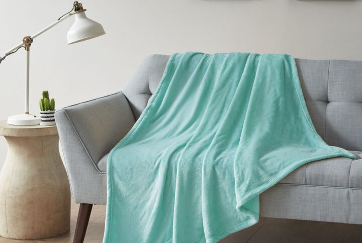 Microlight Plush Oversized Throw in Aqua From Intelligent Design