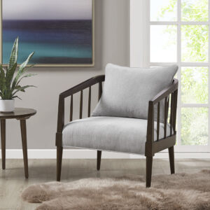 Josefine Spindle Accent Armchair with Removable Back Pillow in Light Grey From Madison Park