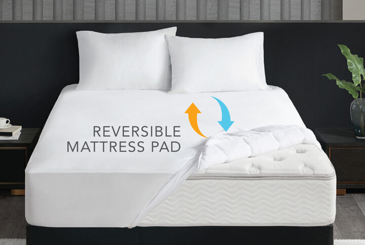 2-in-1 Cool/Warm Reversible Waterproof and Stain Release Mattress Pad in White From Sleep Philosophy