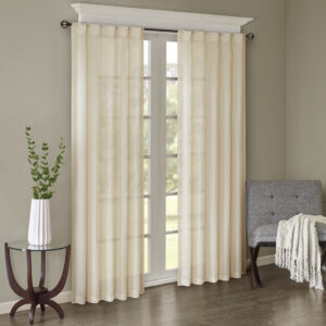 Harper Solid Crushed Curtain Panel Pair in Cream From Madison Park