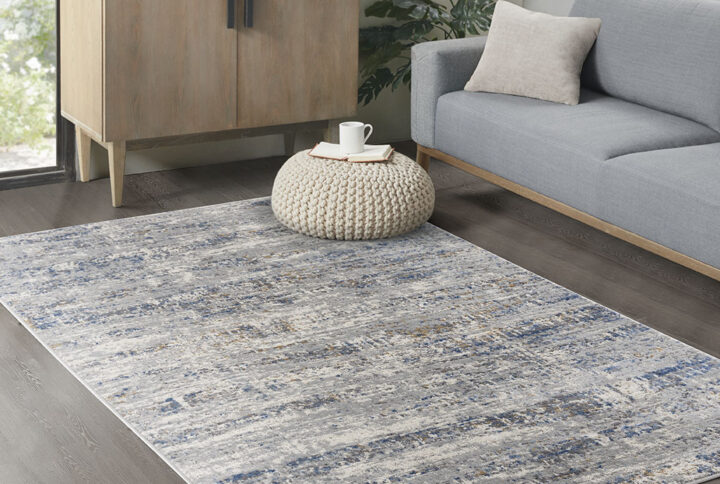 Harley Abstract Area Rug in Blue/Cream From Madison Park