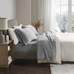 Soloft Plush Micro Plush Sheet Set in Grey From True North by Sleep Philosophy