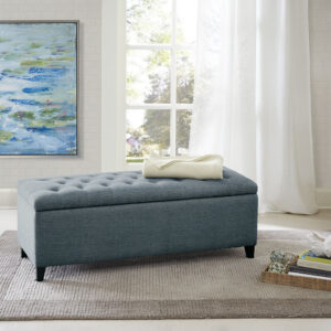 Shandra Tufted Top Soft Close Storage Bench in Blue From Madison Park