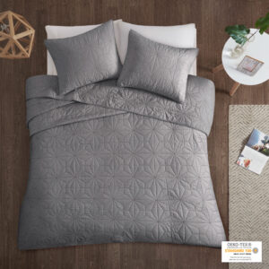 Caden 3 Piece Cotton Quilt Set in Grey From Urban Habitat