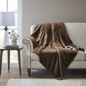 Heated Microlight to Berber Throw in Brown From Beautyrest