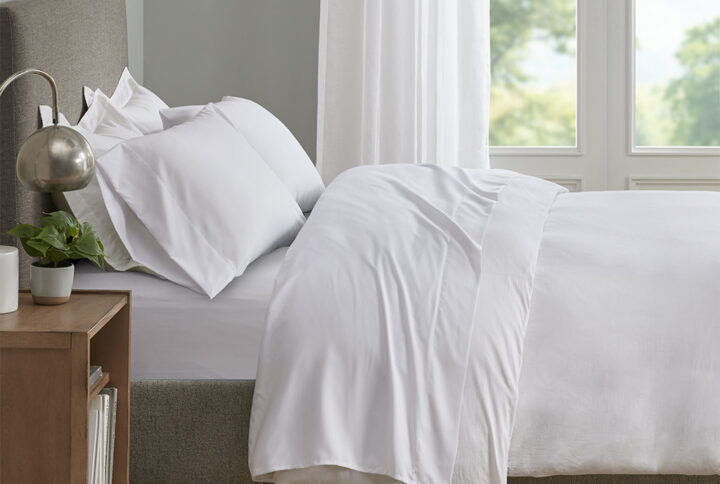 Smart Cool Microfiber Sheet Set in White From Sleep Philosophy