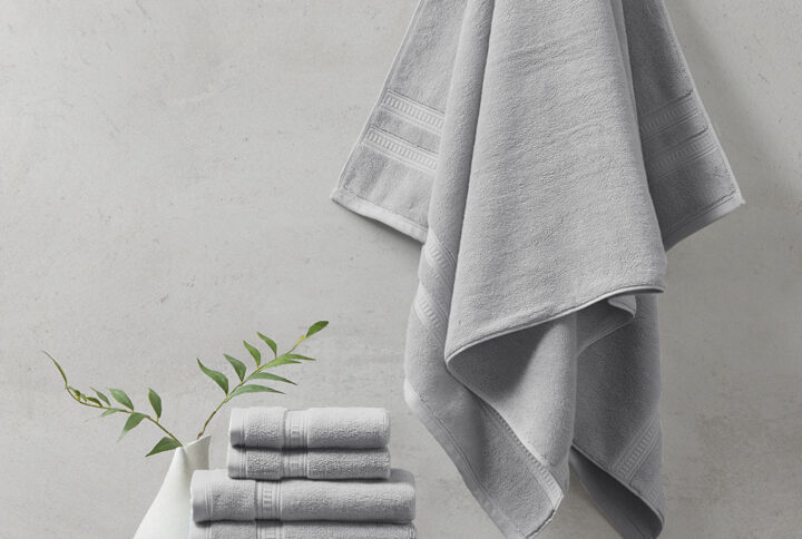 Plume 100% Cotton Feather Touch Antimicrobial Towel 6 Piece Set in Grey From Beautyrest