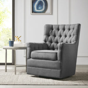 Mathis Swivel Glider Chair in Gray From Madison Park