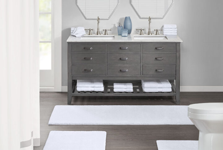 Marshmallow Bath Rug in White From Madison Park Signature