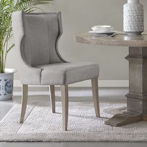 Carson Upholstered Wingback Dining Chair in Light Grey From Madison Park