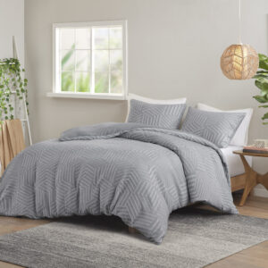 Bentley 3 Piece Matelasse Jacquard Duvet Cover Set in Grey-Blue From Urban Habitat