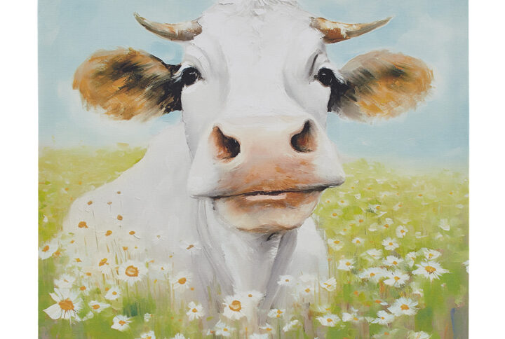 Sunshine Animals Cow Canvas Wall Art in Cow/Green Multi From Madison Park