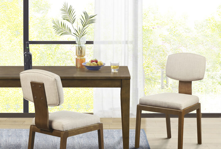 Lemmy Armless Upholstered Dining Chair Set of 2 in Tan From INK+IVY