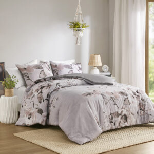 Neko 3 Piece Floral Printed Comforter Set in Lilac From Madison Park