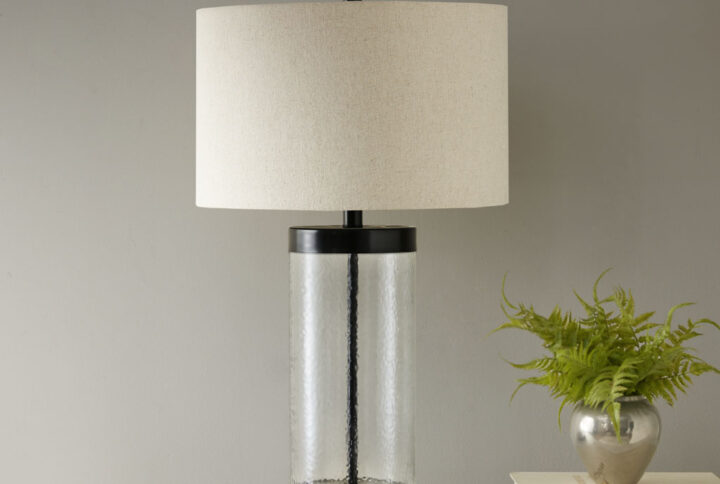 Macon Glass Cylinder Table Lamp in Clear From INK+IVY