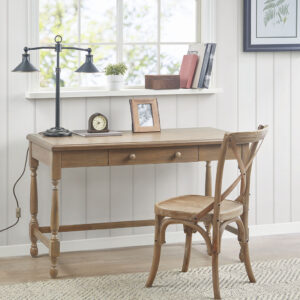 Tabitha Solid Wood Desk with 1 Drawer and turned legs in Natural From Martha Stewart