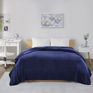 Microlight Plush Oversized Blanket in Navy From Intelligent Design