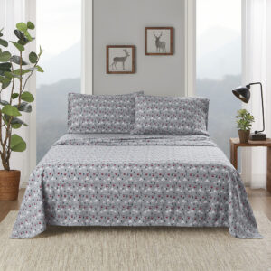 Cotton Flannel Sheet Set in Grey Ski Jump From Woolrich