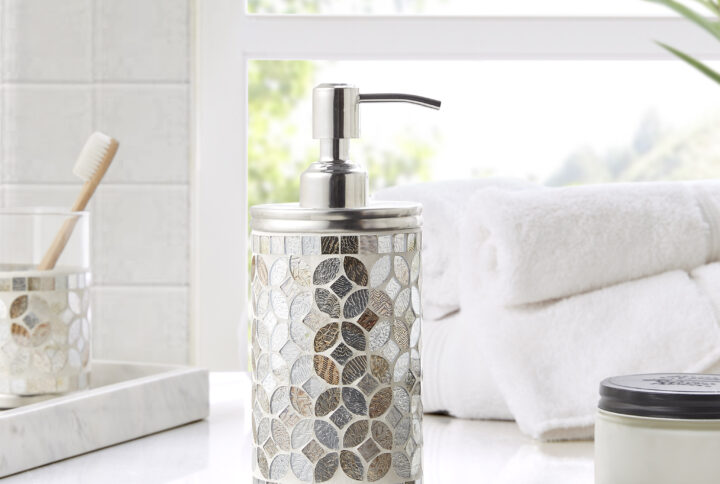 Seville Mosaic Glass Lotion Pump in Silver From Croscill